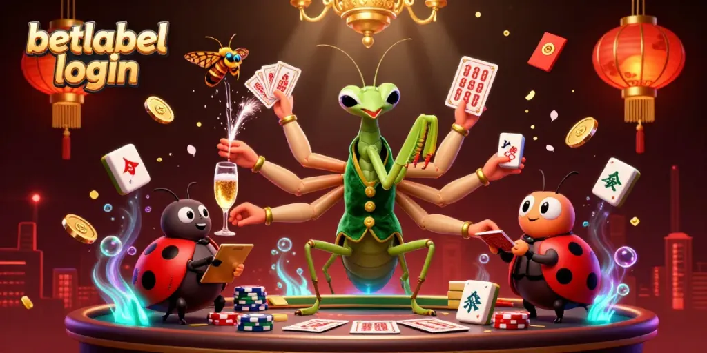 Engage with the betlabel login scene featuring a vibrant casino atmosphere with unique characters.