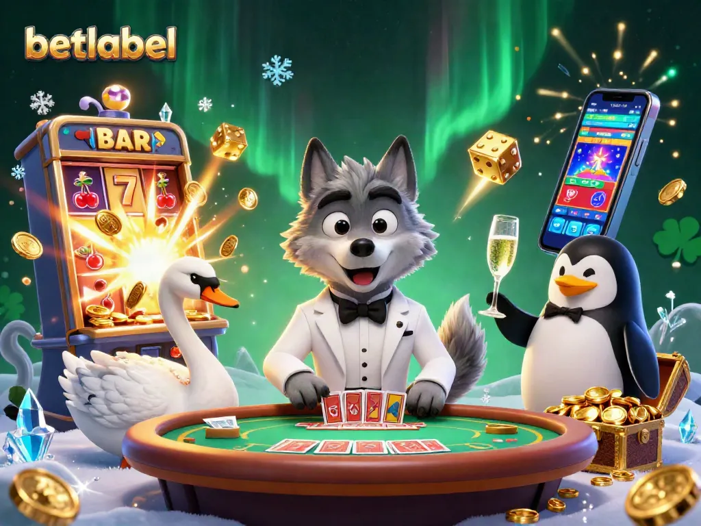 Spin and win at Betlabel with a vibrant casino scene featuring charming characters and dynamic gaming elements.