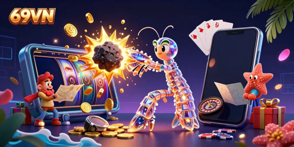 Experience thrilling gameplay with 69VN's unique casino adventure featuring colorful slots and vibrant characters.