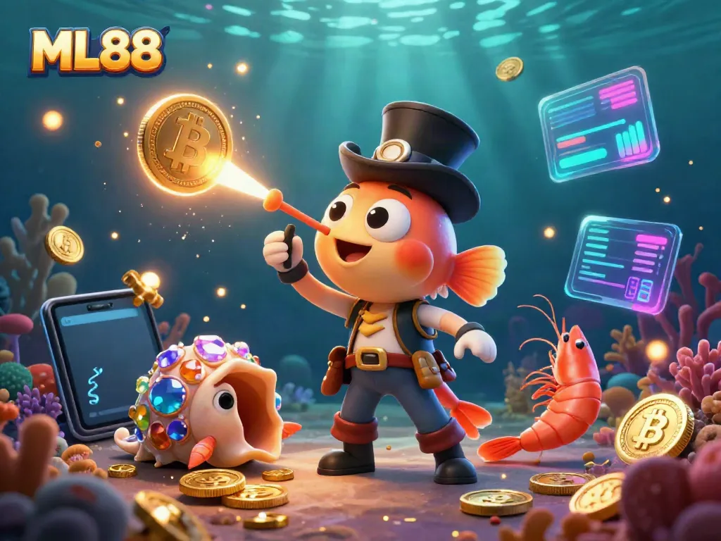 ML88 attracts players with a vibrant underwater casino featuring deep-sea characters and crypto elements.