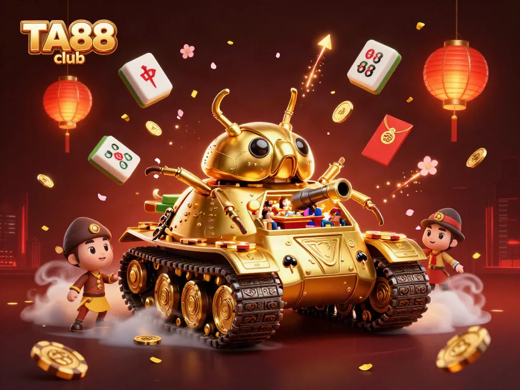 Experience the excitement at TA88 club with a vibrant casino-themed 3D digital illustration.